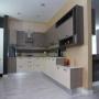 lacquered kitchen + laminate wood effect